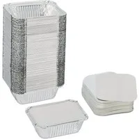 relaxdays Lunchbox Aluschalen mit Deckel 100er Set, Aluminium