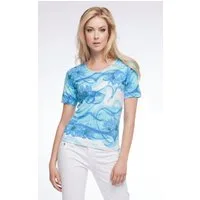 Passioni Print-Shirt mit abstraktem Blumendruck und Strassdetails