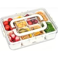 FELIXLEO Frischhaltedose Snackbox mit 8 Fächern Snackteller spülmaschinenfest mit Griff, (1-tlg)