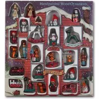 BRUBAKER Christbaumschmuck Weihnachtsbaumschmuck Set aus Holz (24-tlg), bis zu 7,5 cm große Figuren, handbemalt und in Geschenkbox