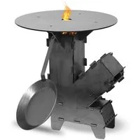 Czaja Feuerschale Czaja® Raketenofen inkl. Grillplatte und Eisen Bratpfanne, gefertigt aus rohem Stahl