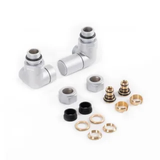 Terma Set Winkeleck-Regelventil CYLINDER GZ 1/2" - Ø16x2, Ø15 rechts, WRZRC32-ST, Silber WRZRC32-ST