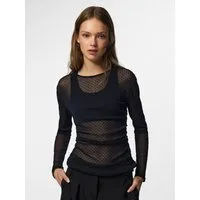 pieces Langarmshirt PCBOBO LS MESH ROUCHING TOP JRS NOOS Kunstfaser, transparente Meshqualität