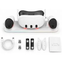 Tekoo Ladestation für Oculus Quest 3, Magnetisches Dock & 2 Controller Akkus Ladestation (2000 mA, Mehrteilig, 6-teiliges Set, Magnetisches Laden für Oculus Quest 3 & Controller)