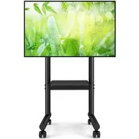5Rcom TV-Ständer für 32-70 Zoll Flachbildschirme, TV-Wagen mit Ablage bis 50 kg, (bis 70 Zoll, 1-tlg., höhenverstellbar mit Mittelregal & Sicherheitsrollen)