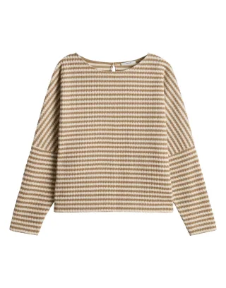 Opus - Ringel Sweatshirt in Strickoptik - Gresh beige/braun - Gr. - 42