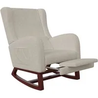 PXloue Schaukelstuhl Stillsessel Relaxsessel Loungesessel, mit Holzsockel Fußstütze Verdicken,Leinen,67 x 64 x 99 cm
