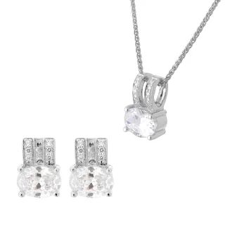 Orphelia 'Alena' Damen 925 Sterling Silber Set: Kettenanhänger + Ohrringe - Silber SET-7122