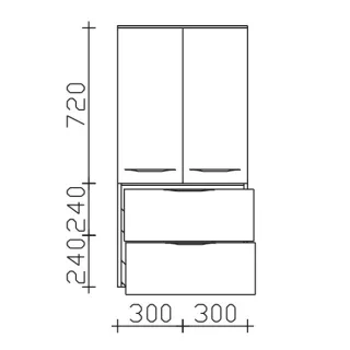 Pelipal Serie 6025 Midischrank 6025-MS60-03, B:600, H:1210, T:330mm 6025-MS60-03