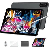blackview 2026 12'' Tablet, 2K, Android 15 incl. Stift, Schutzhülle Tablet (12", 256 GB, 15, 2K, Android 15, 9000mAh, 256GB, AI, Full HD)