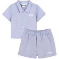 BOSS Neugeborenen-Geschenkset BOSS Baby – Hemd & Shorts Set – Baumwolle, hellblau, Geschenkbox