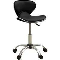 vidaXL Arbeitshocker Friseur Rollhocker Schwarz Kunstleder