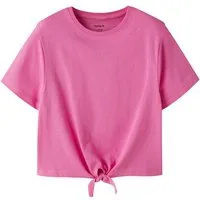 Name It Kurzarmshirt NKFVAYA SS LOOSE TOP NOOS Baumwolle, Schleifen-Detail am Saum