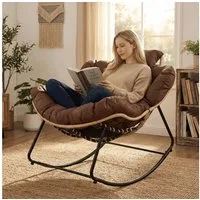 HomeMiYN Schaukelsessel Gepolsterter Schaukelstuhl & Relaxsessel für Wohnzimmer & Balkon