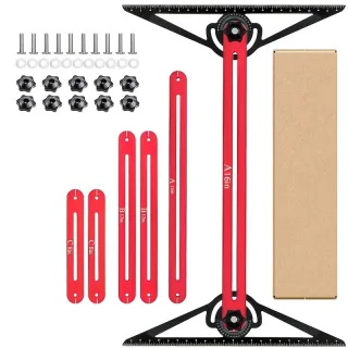 Aluminum Stair Template Tool Adjustable Measurement Gauge Laser Etched Scale 360° Rotatable Arms Anodized Alloy Professi