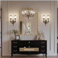 G-LEAF Wandspiegel Bogen-Wandspiegel, antiker Spiegel im Barockstil (1-St), ideal für Kamin, Badezimmer, Eingangsbereich, 90×60cm