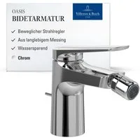 Villeroy & Boch Bidetarmatur Oasis Einhebel Bidet Wasserhahn mit Zugstange und Keramikkartusche, Bidetmischer