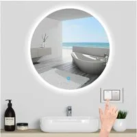 duschspa Badspiegel Rund Badezimmerspiegel Wandspiegel mit LED Beleuchtung Touch, Φ 40/50/60/70/80/90/100 cm runder Spiegel