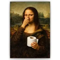 Tigerlino Poster Mona Lisa Klopapier Lustige Deko Toilette Gäste-WC Badezimmer