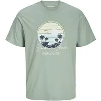 Jack & Jones Rundhalsshirt Jack&Jones T-Shirt XXL grün JJPALM Palmenprint