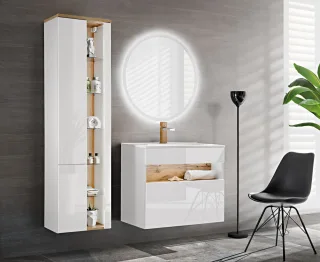 Badmöbel Set 3-tlg Badezimmerset VARESE Weiss inkl.Waschtisch 80cm