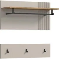 Home affaire Garderobenpaneel EDIL, Breite 80cm, 2-teilig, Hakenleiste & Paneel (moderne Farbkombination, Haken aus Metall), Paneel, Garderobe, Wandboard, Ablage, Wandpaneel