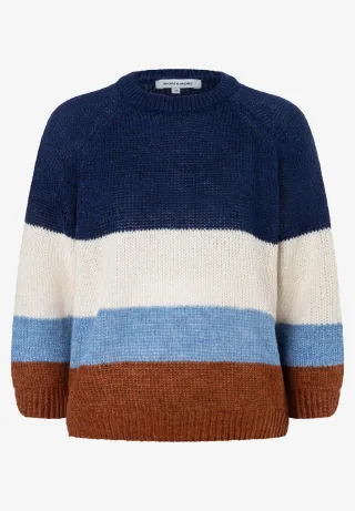MORE & MORE - Pullover mit Blockstreifen blau - Gr. - 36
