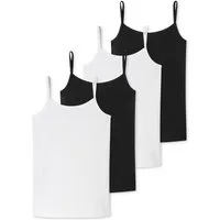 Schiesser Unterhemd 4er Pack Teens Girls 95/5 Organic Cotton (Spar-Set, 4-St) Spaghetti Top - Baumwolle - Unifarbenes Design, Mit schmalen Trägern