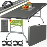 tillvex Gartentisch Gartentisch Buffettisch klappbar Kunststoff 180x75cm, Klapptisch mit Tragegriff Garten Terrasse und Balkon, Campingtisch