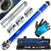 MASKO Drehmomentschlüssel Set 6tlg. Set 40-210Nm 1/2' CV, inkl. 3 Stecknüsse, 17mm, 19mm, 21mm & Verlängerung 125mm, inkl. Handschuhe und Koffer