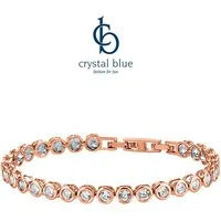 crystal blue Tennisarmband Facetteschliff Zirkonia Kristalle Klappverschluß flexible Verlängerung, minimalistisch elegant