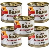 Hesco Fertiggericht, Hesco gebundene Ochsenschwanzsuppe mit Champignons 5 Dosen 1060ml