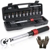 Mucola Drehmomentschlüssel Drehmomentschlüssel-Set 1/4" 3-25Nm 72 Zähne Wende Ratschenkopf (Set, 15 St., Stück), Antrieb 6,3 mm (1/4), Chrom-Vanadium-Stahl, inkl. Arbeitshandschuhe