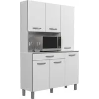 Parisot Küchenbuffet Spring (Buffetschrank 120 x 180 cm, weiß) 6-türig, mit breitem Auszug