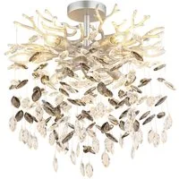 GLOBO LIGHTING Deckenleuchte QUEENA, Leuchtmittel wechselbar, Silberfarbene Deckenleuchte mit Rauchglas, Höhe kürzbar