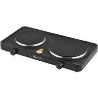 in.tec Einzelkochplatte, Elektrische Doppel-Kochplatte Gusseisen 1000 W + 1500 W Schwarz