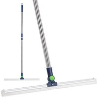HUGERSTONE Wasserabzieher Bodenabzieher Dusche mit Teleskopstiel, 180° Drehung Abzieher Boden, (43cm Breite Wasserschieber Boden, Teleskopisch 112-142cm), Boden Fensterabzieher für Bad Garage Fenster Fliesen Glas Marmor
