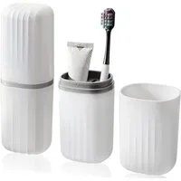FOUORTUNATE-BEE Zahnputzbecher 3-in-1 Reise-Zahnbürstenbox mit Bechern – Tragbarer Waschbecher, Reise-Zahnputzset mit Becher – Kompakte Aufbewahrung für unterwegs