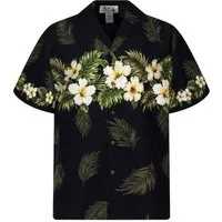 KY's Hawaiihemd "Hibiscus" Herren Kurzarm Baumwolle Kokosknöpfe Original Hawaii