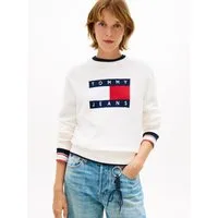 Tommy Jeans Strickpullover TJW TIPPING FLAG SWEATER EXT mit Logo-Intarsie, Relaxed Fit