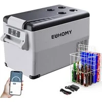 EUHOMY Elektrische Kühlbox Auto-Kompressor-Kühlbox mit App-Steuerung,12 V/240 V Kühlschrank, 49 l, -20 °C bis 20 °C, Tragbarer Kühlschrank für Camping, Reisen und LKW