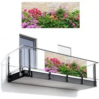 MuchoWow Balkonsichtschutz Blumen - Pflanzen - Blätter - Steine (1-St) Balkon Sichtschutz 90x200, Windschutz für Zaun PVC, 200x90 cm