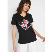 bonprix T-Shirt aus Baumwolle, mit floralem Druck, Kurzarm-Design