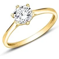 JEWLIX Verlobungsring 375er Gelbgold mit Zirkonia in Krappenfassung VR0464