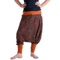 Vishes Haremshose Bestickte Blumen Haremshose mit tiefem Schritt Pumphose, Pluderhose, Yogahose