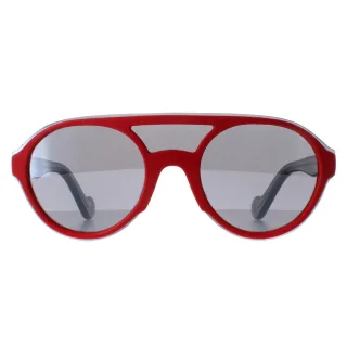 Moncler Rund Unisex Glänzend Rot und Grau Transparent Grau Spiegel ML0052