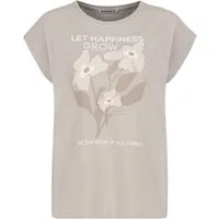 Fresh Made T-Shirt Blumenmuster mit motivierendem Text, Rundhalsausschnitt Good Vibes Shirt
