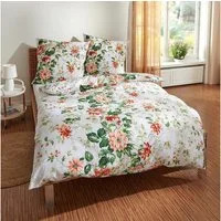 TRAUMSCHLAF Bettwäsche Blumen, Flanell, 3 teilig, hochwertige Flanell Qualität