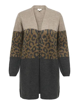 ONLY CARMAKOMA - CARJADE ANIMAL L/S CARDIGAN KNIT Humus - Gr. - 48