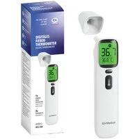 IEA Medical Infrarot-Fieberthermometer Digitales Fieberthermometer AOJ-20A, inkl. Tragebeutel, kontaktlos, für Babys, Kinder, Erwachsene, Farbwarnsystem, Stirn & Ohr